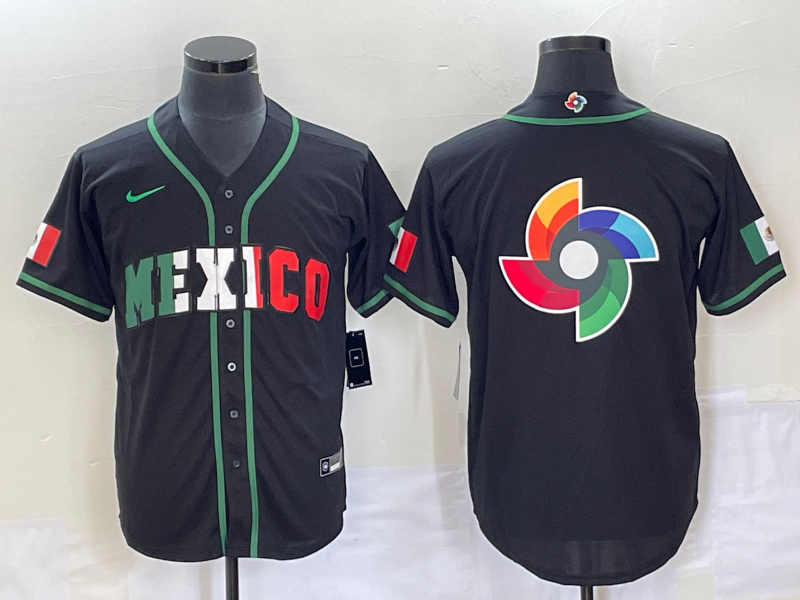 Men's Mexico Baseball 2023 Black World Baseball Classic Team Big Logo Stitched Jersey